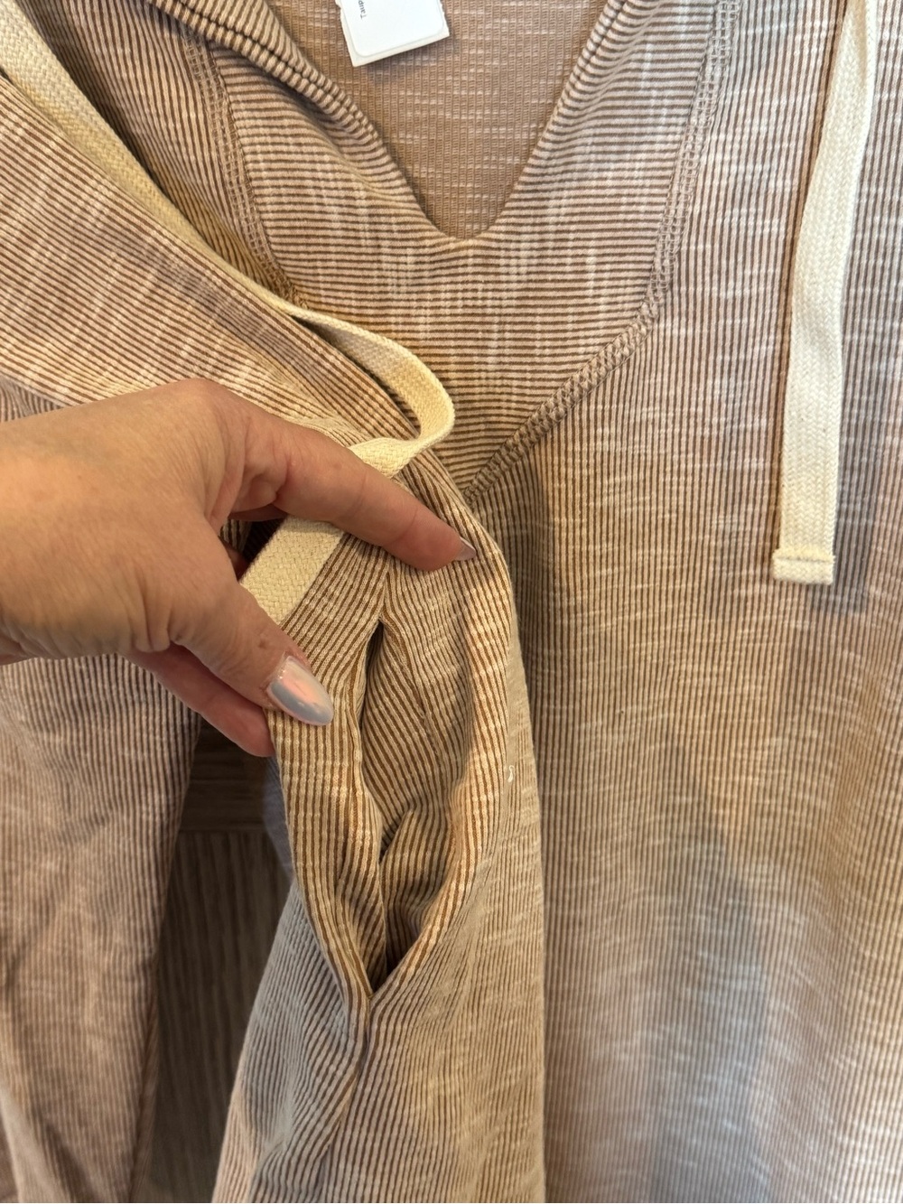 Like Love Cozy Two-Piece Hooded Lounge Set in Heathered Taupe Sz 2X - Picture 5 of 8